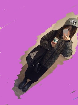 「UNIF」｜「アイテム（スウェット）」を使った、mushupgyaltammenさん（レディース・153cm）の冬コーディネート