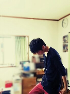 「アイテム（デニムパンツ、レッド系）」を使った、ﾕｷﾃﾙさん（メンズ・170cm）の秋コーディネート