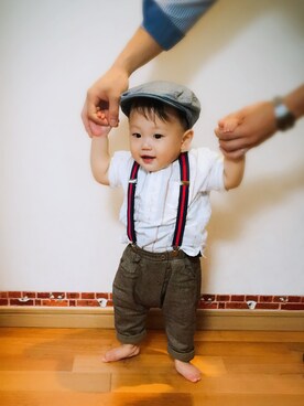 「ZARA KIDSのアイテム（ハンチング/ベレー帽）」を使った、shi.aya311さん（キッズ・90cm）の秋コーディネート