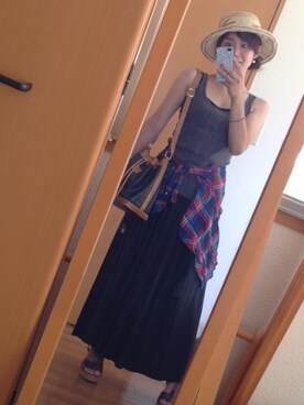 「ジャパンブルー」｜「アイテム（サンダル）」を使った、ナナさん（レディース・147cm）の夏コーディネート
