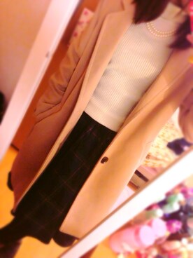 「w closet」｜「アイテム（チェスターコート）」を使った、みすずさん（レディース・161cm）の冬コーディネート