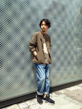 「コーディネート」｜「アイテム（ノーカラージャケット）」を使った、Ciaopanic スタッフさん（メンズ・167cm）の夏コーディネート