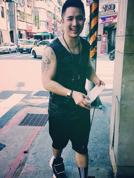 「RickOwens×adidas」｜「アイテム（アクセサリー）」を使った、Jim Changさん（メンズ・171cm）の夏コーディネート