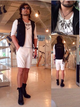 「膝上ショーツ」｜「アイテム（ブーツ）」を使った、Joseph さん（メンズ・178cm）の夏コーディネート