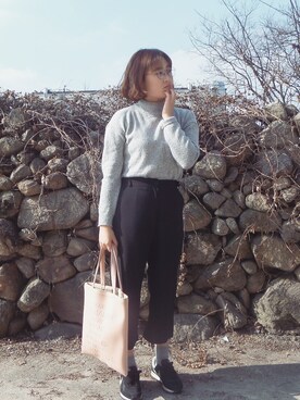 「와이드팬츠」｜기믕지さん（レディース・163cm）の冬コーディネート