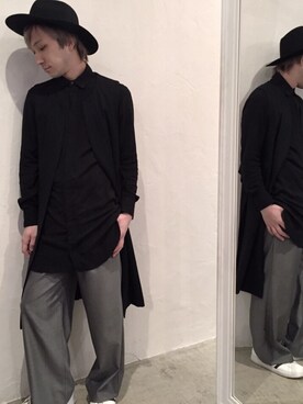 「GLOBAL WORK（グローバルワーク）のフェルトロングブリムハット/705078（ハット）」を使った、Takehiko Kurataさん（メンズ・168cm）の冬コーディネート