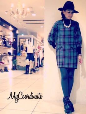 「ハットコーデ」｜「アイテム（ワンピース/ドレス）」を使った、陽子さん（レディース・163cm）の冬コーディネート