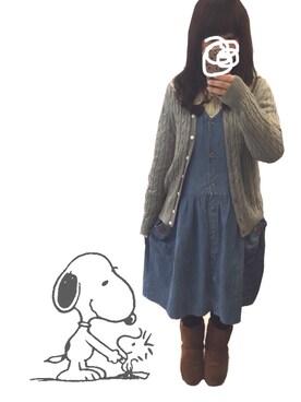 「Lee（リー）のアイテム（ブーツ）」を使った、ｍａｉｋｏ＊さん（レディース・155cm）の冬コーディネート