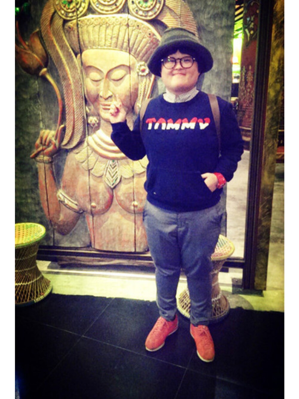 「TOMMY HILFIGERのアイテム（その他トップス、ブルー系）」を使った、ZAI-YIDEIさん（レディース・155cm）の夏コーディネートの1枚目の写真