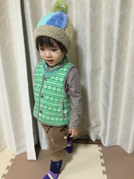 「RAGMART（ラグマート）のアイテム（帽子）」を使った、SOTAさん（キッズ・90cm）の秋コーディネート