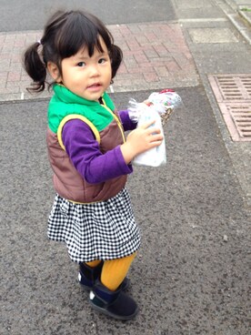 「スキップランド（スキップランド）のアイテム（ジャケット/アウター）」を使った、ひまころりん。さん（キッズ・90cm）の秋コーディネート