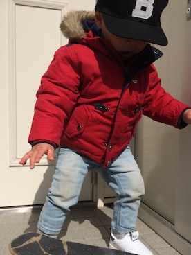 「next（next）のアイテム（ダウンジャケット/コート）」を使った、mkimkiiさん（キッズ・90cm）の春コーディネート