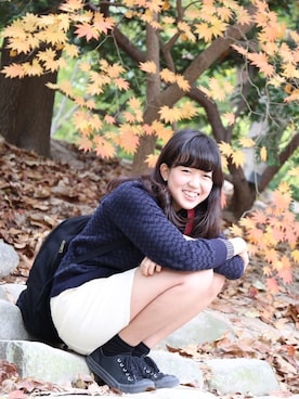 「カメラ女子」｜「アイテム（レッグウェア）」を使った、あんちゃんさん（レディース・163cm）の冬コーディネート