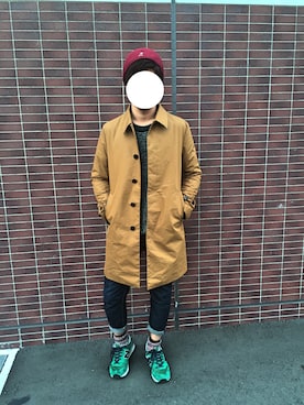 「And A（アンドエー）のアイテム（ステンカラーコート）」を使った、しゅんたさん（メンズ・175cm）の秋コーディネート