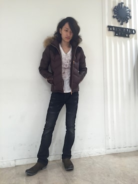 「アイテム（ダウンジャケット/コート）」を使った、Kouchiさん（メンズ・173cm）の秋コーディネート