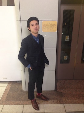 「green label relaxing（グリーンレーベルリラクシング）のアイテム（セットアップ）」を使った、パンプキンジョーさん（メンズ・163cm）の冬コーディネート