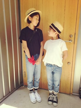 「CONVERSE（コンバース）のCONVERSE コンバース ジャック パーセル / JACK PURCEL（スニーカー）」を使った、koufuuさん（キッズ・120cm）の春コーディネート