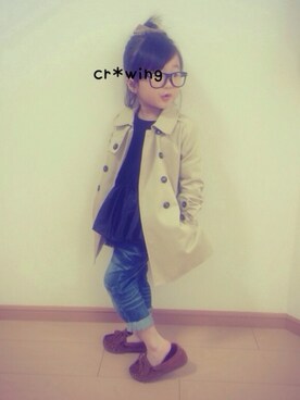 「ZARA KIDS」｜「アイテム（トレンチコート）」を使った、cr*wingさん（キッズ・100cm）の冬コーディネート