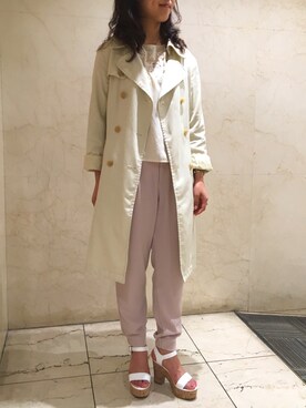 「AS KNOW AS PINKY（アズノゥアズピンキー）のアイテム（トレンチコート）」を使った、SHOKOlaさん（レディース・160cm）の春コーディネート