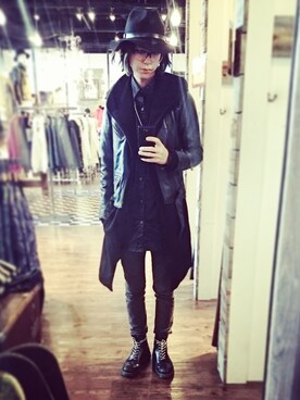 「mode」｜「アイテム（ライダースジャケット）」を使った、lacia さん（メンズ・180cm）の秋コーディネート