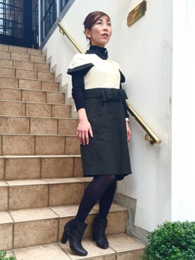 「アイテム（ブーティ）」を使った、acoさん（レディース・158cm）の春コーディネート