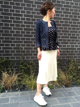 「アイテム（チューブトップ）」を使った、acoさん（レディース・158cm）の春コーディネート