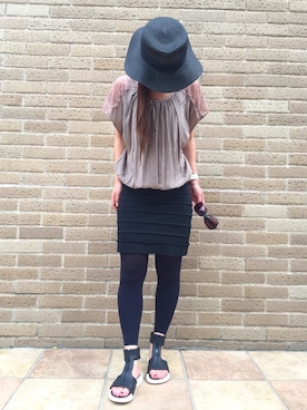 「カンカン帽」｜「アイテム（サンダル）」を使った、acoさん（レディース・158cm）の夏コーディネート