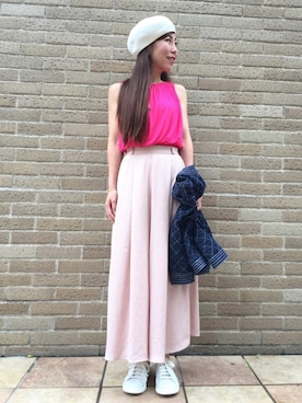 「アイテム（ハンチング/ベレー帽）」を使った、acoさん（レディース・158cm・30代）の夏コーディネート