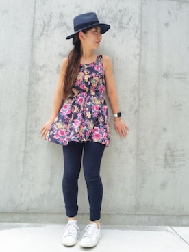 「スタンスミス」｜acoさん（レディース・158cm）の夏コーディネート