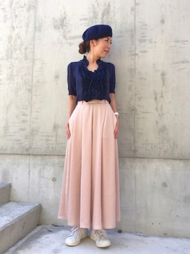 「アイテム（ハンチング/ベレー帽）」を使った、acoさん（レディース・158cm・30代）の秋コーディネート