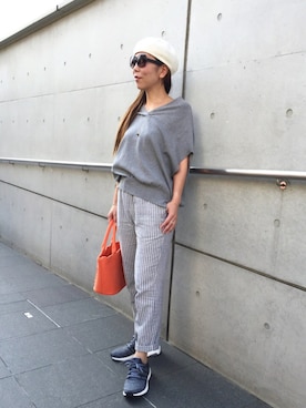 「アイテム（ハンチング/ベレー帽）」を使った、acoさん（レディース・158cm）の秋コーディネート