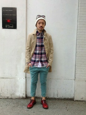 「B'2nd（ビーセカンド）のアイテム（帽子）」を使った、B'2nd SAPPOROさん（メンズ・175cm）の秋コーディネート