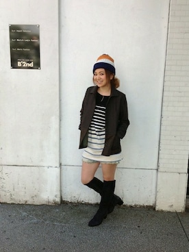 「B'2nd（ビーセカンド）のアイテム（その他アウター）」を使った、B'2nd SAPPOROさん（レディース・163cm）の秋コーディネート