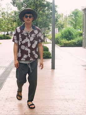 「ART COMES FIRST（アートカムズファースト）のアイテム（帽子）」を使った、R.Hさん（メンズ・186cm）の夏コーディネート