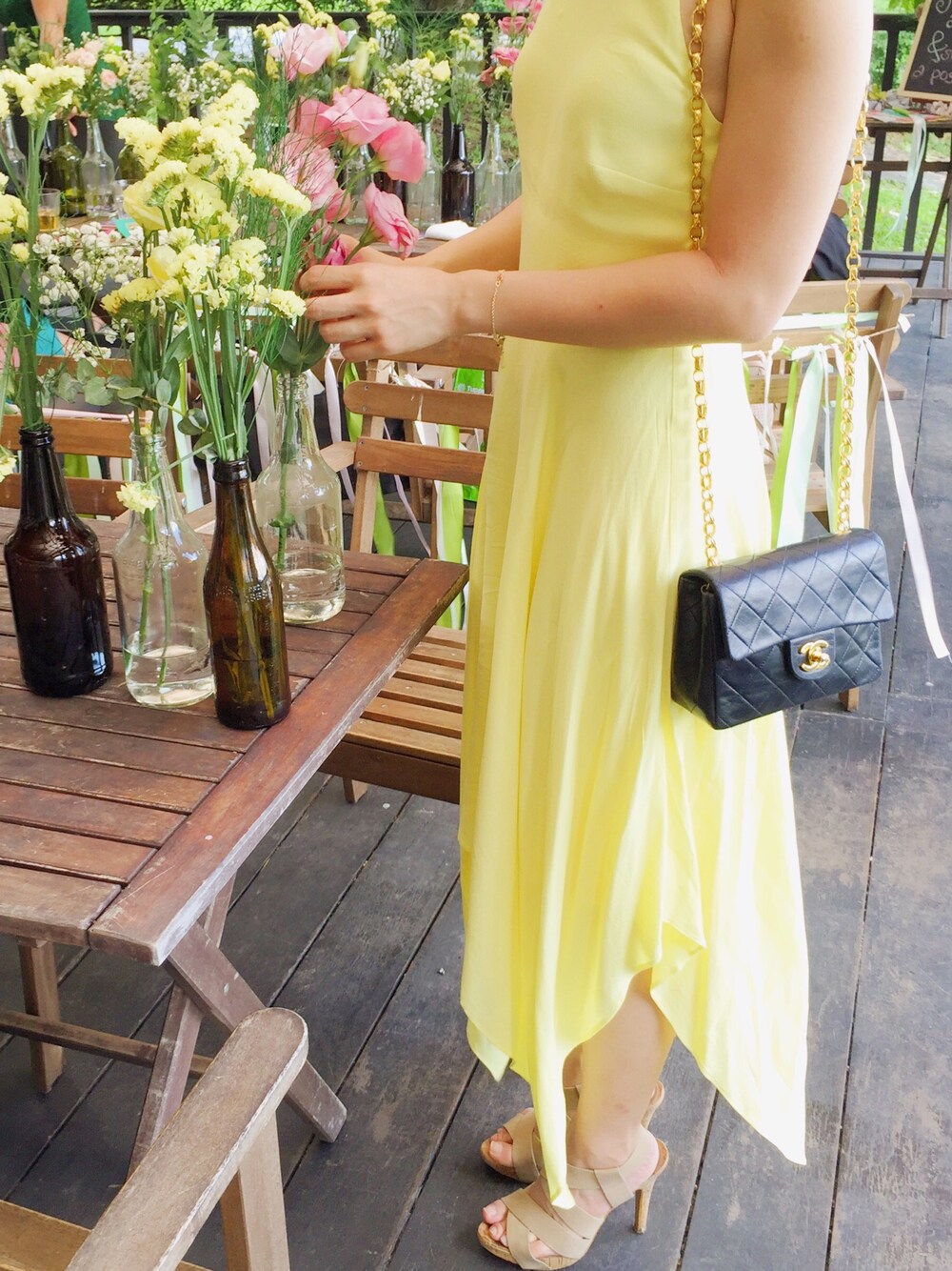 「PARTY、wedding、dress」｜「forever newのアイテム（ドレス、イエロー系）」を使った、ThreadsNotFoundさん（レディース・160cm）の夏コーディネートの1枚目の写真