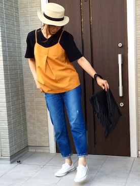 「ドラフトMR」｜「アイテム（帽子）」を使った、ともぞうでらっくすさん（レディース・167cm）の夏コーディネート