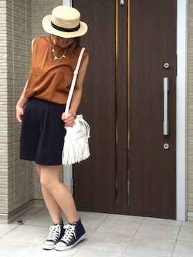 「イロチ買い」｜「アイテム（帽子）」を使った、ともぞうでらっくすさん（レディース・167cm）の夏コーディネート
