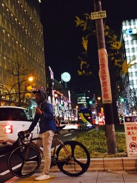 「merryのアイテム（その他、ホワイト系）」を使った、meguruさん（メンズ・177cm）の冬コーディネート