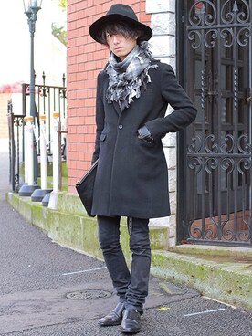 「SRIVER」｜「アイテム（デニムパンツ）」を使った、勝田 俊介さん（メンズ・164cm）の冬コーディネート