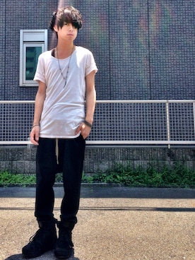 「SRIVER」｜「アイテム（アクセサリー）」を使った、勝田 俊介さん（メンズ・164cm）の夏コーディネート