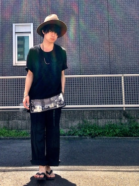 「SRIVER」｜「アイテム（帽子）」を使った、勝田 俊介さん（メンズ・164cm）の夏コーディネート