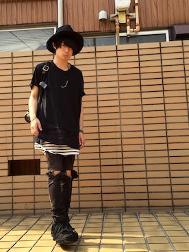 「SRIVER」｜「アイテム（帽子）」を使った、勝田 俊介さん（メンズ・164cm）の夏コーディネート