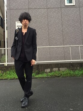 「SRIVER」｜「アイテム（スラックス）」を使った、勝田 俊介さん（メンズ・164cm）の夏コーディネート