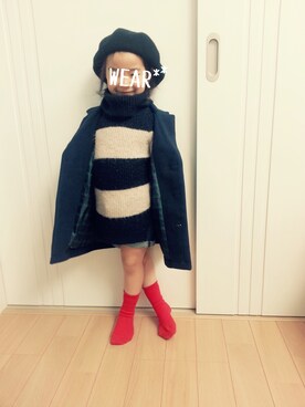 「ショーパン」｜「アイテム（チェスターコート）」を使った、erimomoさん（キッズ・100cm）の冬コーディネート