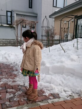 「ZARA KIDSのアイテム（ナイロンジャケット）」を使った、erimomoさん（キッズ・100cm）の冬コーディネート