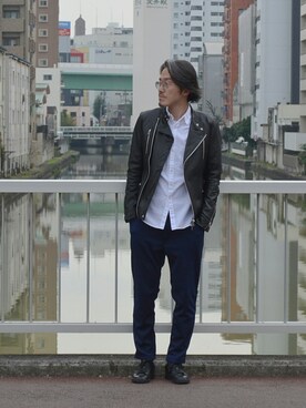 「スティーブンアラン」｜「アイテム（ライダースジャケット）」を使った、kobaさん（メンズ・175cm）の秋コーディネート