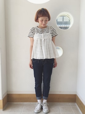 「キャミソール」｜きゃのさん（レディース・155cm）の夏コーディネート