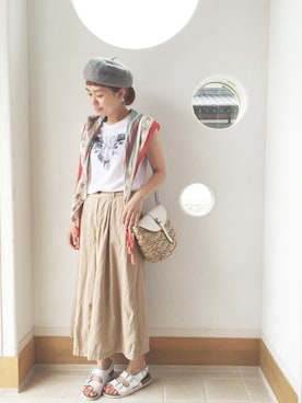「archives（アルシーヴ）のアイテム（財布/小物）」を使った、きゃのさん（レディース・155cm）の夏コーディネート