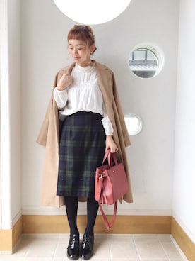 「七五三」｜「アイテム（トレンチコート）」を使った、きゃのさん（レディース・155cm）の秋コーディネート