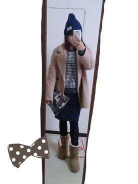 「アイテム（クラッチバッグ、その他）」を使った、あきさん（レディース・150cm）の冬コーディネート
